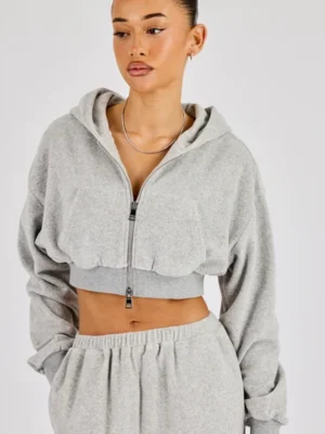 Women Cropped Zip-Up Hoodie