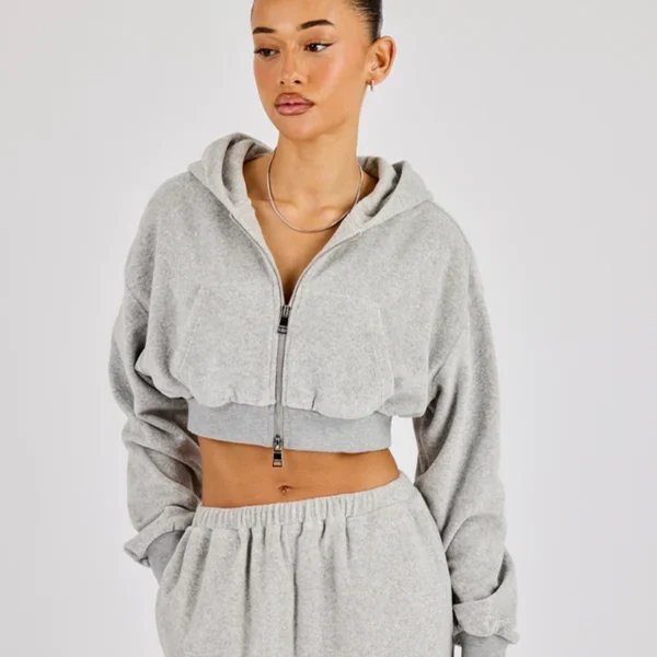 Women Cropped Zip-Up Hoodie