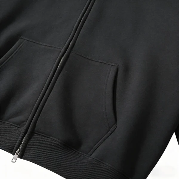 Minimalist WUYI Black Zip-Up Hoodie