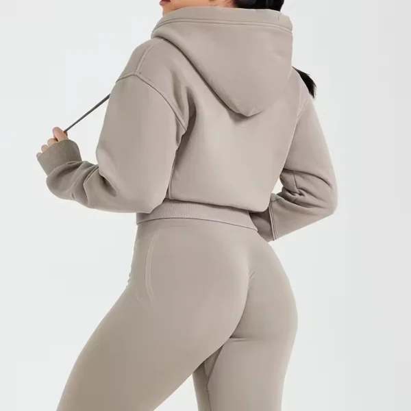 Gray Cropped Zip Hoodie