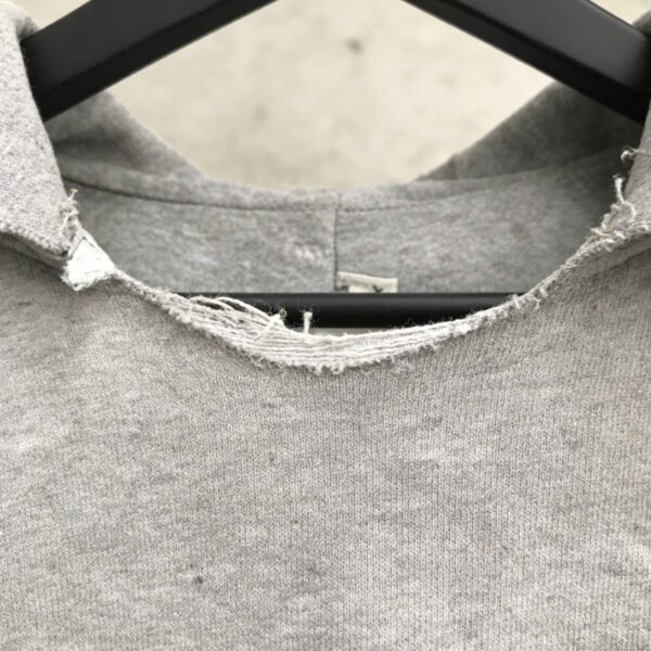v WUYICLOTHING Grey Distressed Hoodie