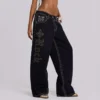 Embroidered Low-Rise Baggy Jeans