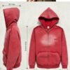 WUYI Washed Red Distressed Hoodie WUYI Washed Red Distressed Hoodie