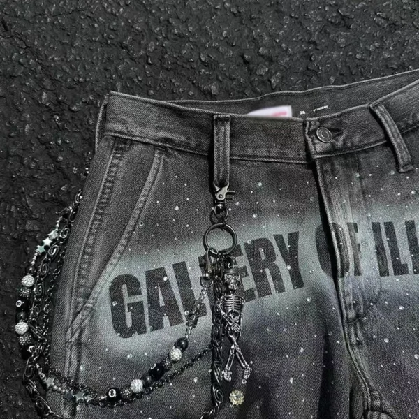 Grey Washed Flame Rhinestone Denim Shorts Grey Washed Flame Rhinestone Denim Shorts