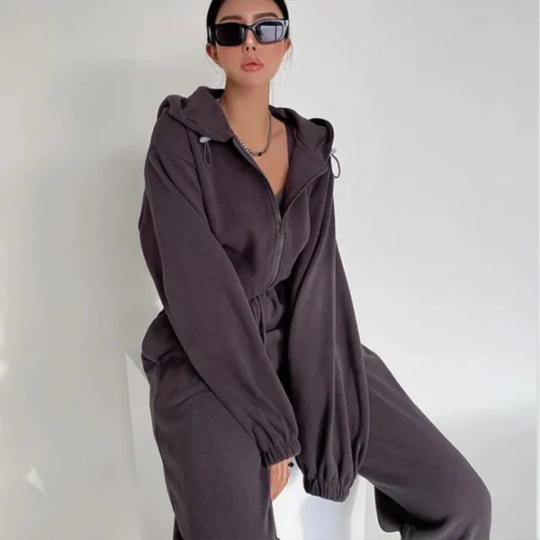 Hooded Zip Waist Tie Jumpsuit Hooded Zip Waist Tie Jumpsuit