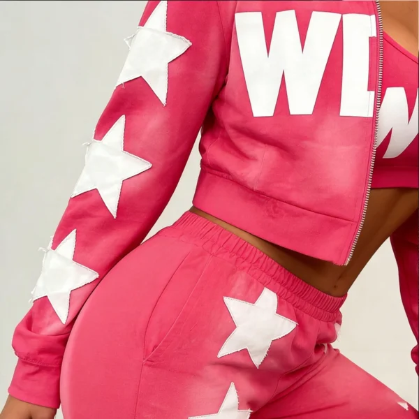 Pink WUYI Star Print Tracksuit Set Pink WUYI Star Print Tracksuit Set