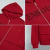 Red Layered Sleeve Zip Hoodie