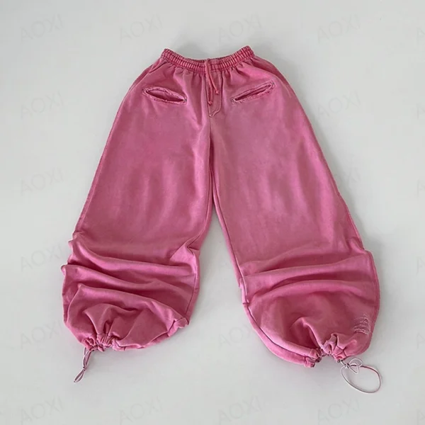Washed Pink Cargo Flare Tracksuit Set