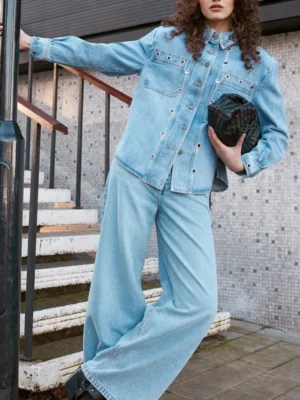 Eyelet Detail Denim Jacket For Women