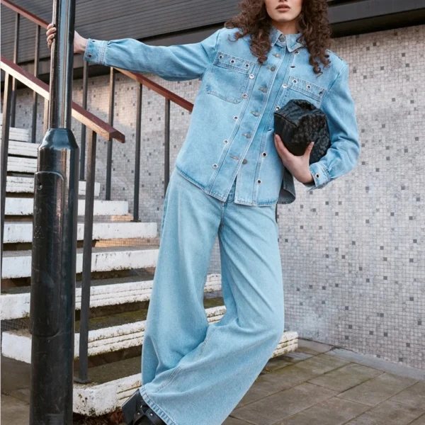 Eyelet Detail Denim Jacket For Women Eyelet Detail Denim Jacket For Women