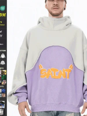 Color Block Puff Print Oversized Hoodie Color Block Puff Print Oversized Hoodie