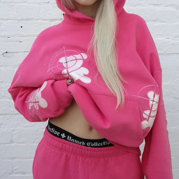 Pink Teddy Bear Print Two-Piece Set Pink Teddy Bear Print Two-Piece Set