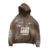 Custom Patch Distressed Zip Hoodie