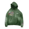 Custom Patch Distressed Zip Hoodie
