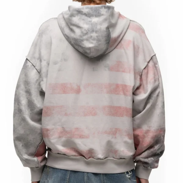 Vintage Washed Flag Print Zip Hoodie