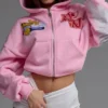 Pink Wing Patch Cropped Zip Hoodie Pink Wing Patch Cropped Zip Hoodie