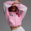 Pink Wing Patch Cropped Zip Hoodie Pink Wing Patch Cropped Zip Hoodie