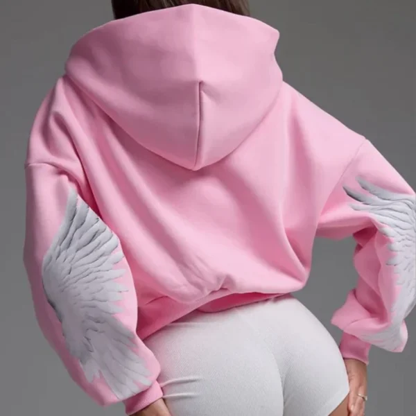 Pink Wing Patch Cropped Zip Hoodie Pink Wing Patch Cropped Zip Hoodie