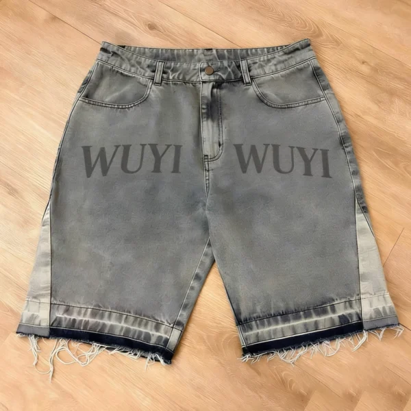 WUYI Patch Washed Denim Jorts