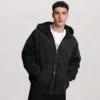 Vintage Washed Black Zip-Up Hoodie