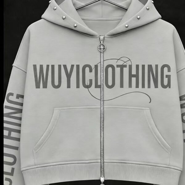 WUYICLOTHING Studded Cropped Hoodie WUYICLOTHING Studded Cropped Hoodie