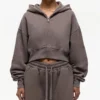 Mocha Oversized Cropped Zip Hoodie Mocha Oversized Cropped Zip Hoodie