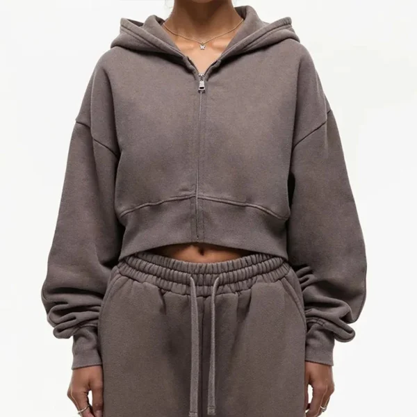 Mocha Oversized Cropped Zip Hoodie Mocha Oversized Cropped Zip Hoodie
