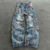 Floral Embroidered Patchwork Baggy Jeans