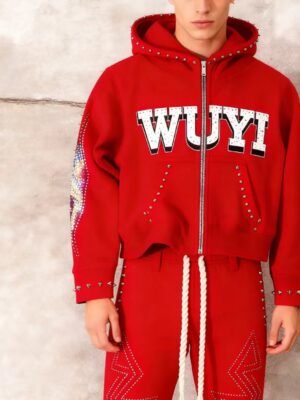 Studded Cropped Full-Zip Tracksuit Set