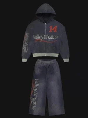 Washed Retro Wide Leg Tracksuit Set