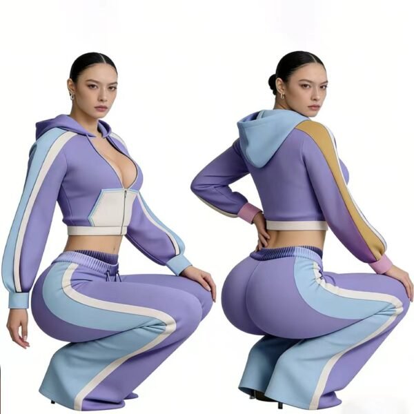 Color Block Stripe Flared Two Piece Set