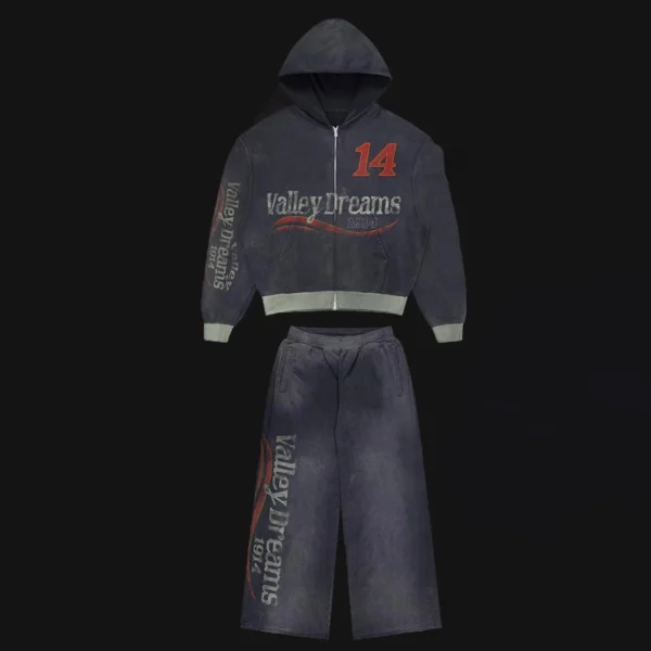 Washed Retro Wide Leg Tracksuit Set