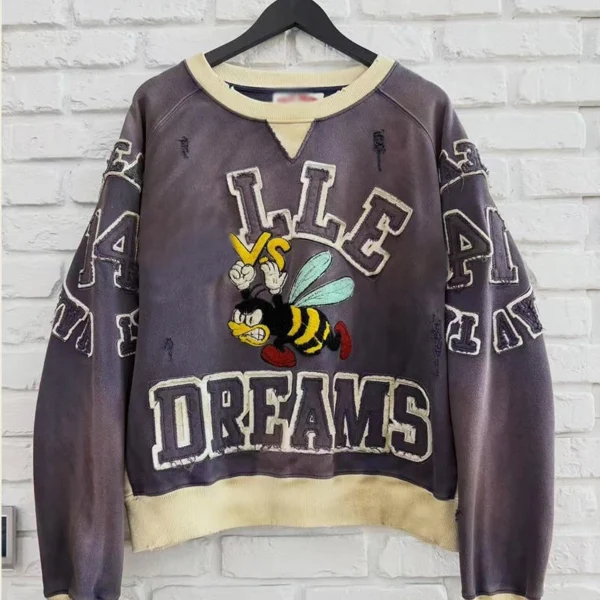 Distressed Appliqué Raglan Sweatshirt