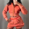 Cropped Zip-Up Skort Tracksuit Set