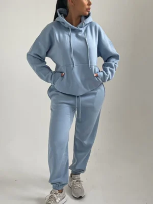 Oversized Pullover Hoodie Cuffed Joggers Loungewear Set