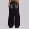 Embroidered Low-Rise Baggy Jeans