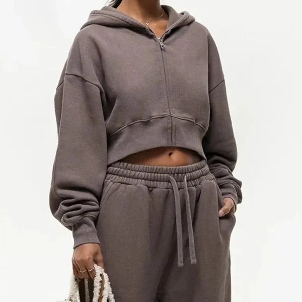 Mocha Oversized Cropped Zip Hoodie Mocha Oversized Cropped Zip Hoodie