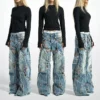Floral Embroidered Patchwork Baggy Jeans