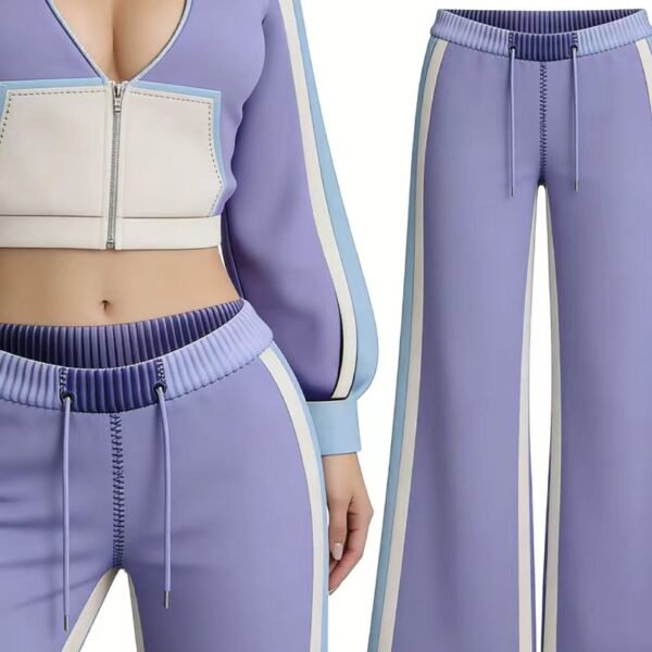 Color Block Stripe Flared Two Piece Set