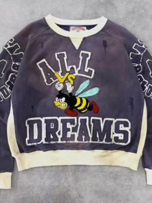 Distressed Appliqué Raglan Sweatshirt