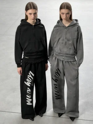 Distressed WUYI Tracksuit Two-Piece Set