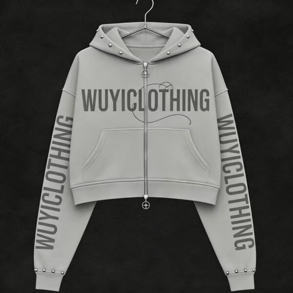 WUYICLOTHING Studded Cropped Hoodie WUYICLOTHING Studded Cropped Hoodie