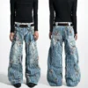 Floral Embroidered Patchwork Baggy Jeans