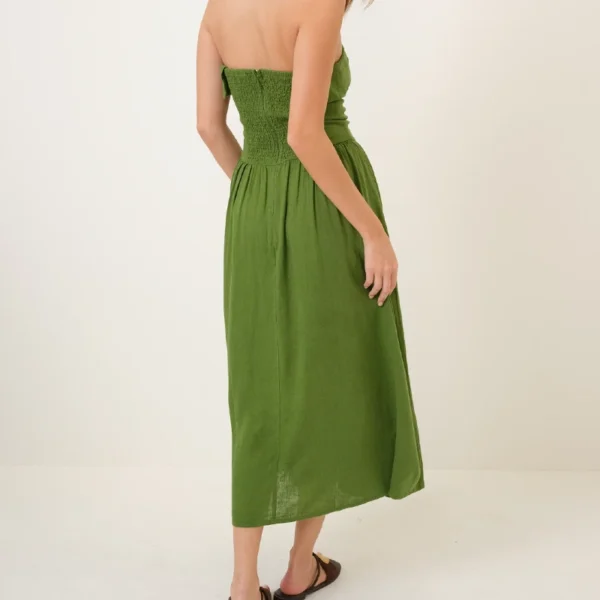 Linen-Blend Bandeau Fia Midi Dress