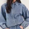 Oversized denim bomber jacket
