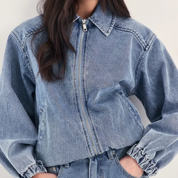 Oversized denim bomber jacket