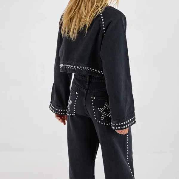 Star Studded Denim Cropped Jacket Star Studded Denim Cropped Jacket