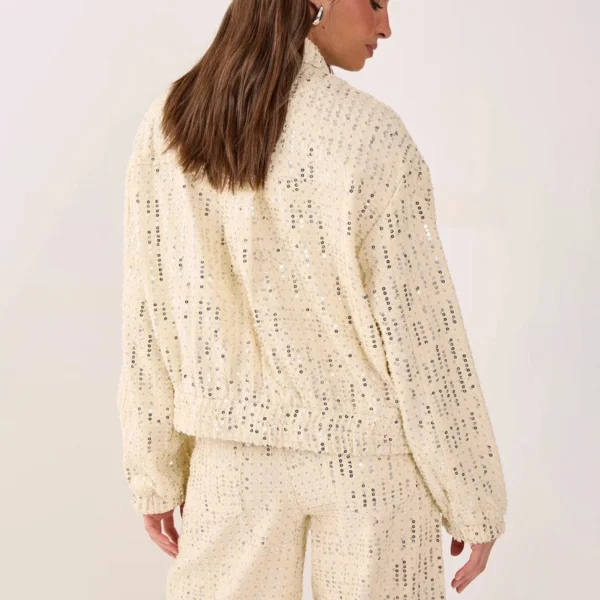 Denim Sequin Bomber Jacket Denim Sequin Bomber Jacket