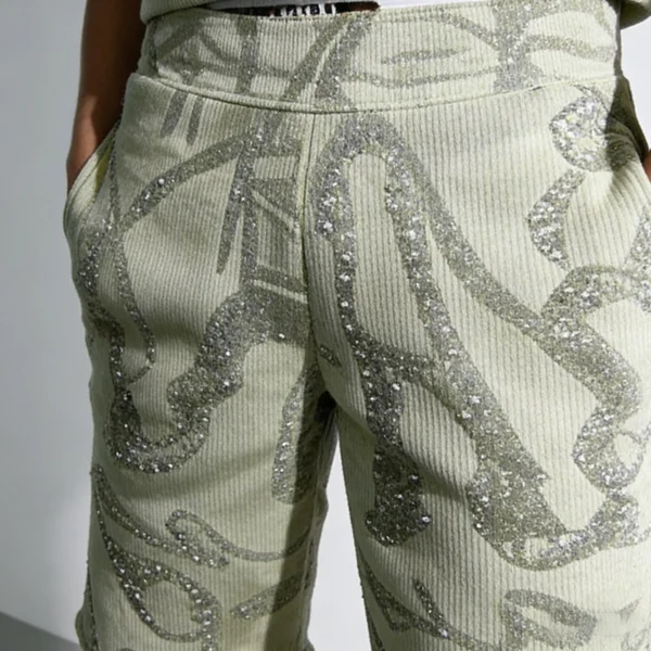 Sage Rhinestone Abstract Fleece Set