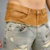 Distressed WUYI Hybrid Denim Shorts
